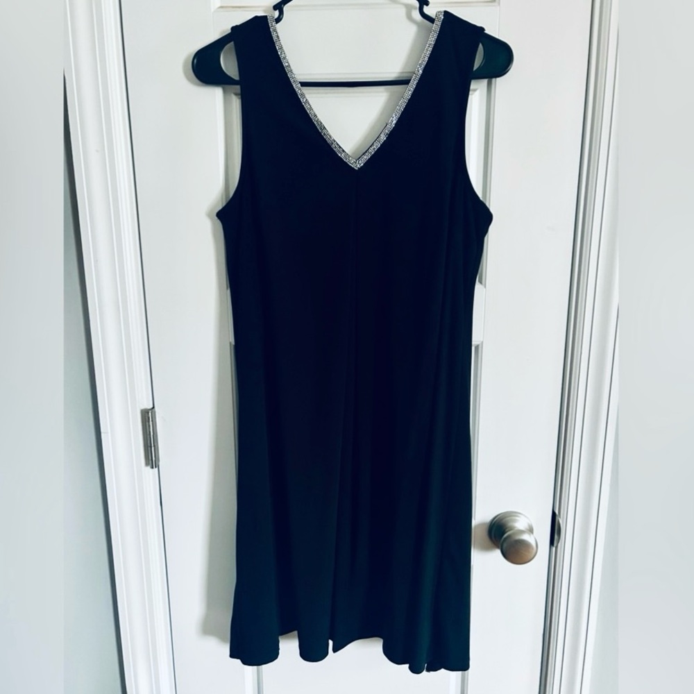 MSK Black Sleeveless Dress with Silver Trim